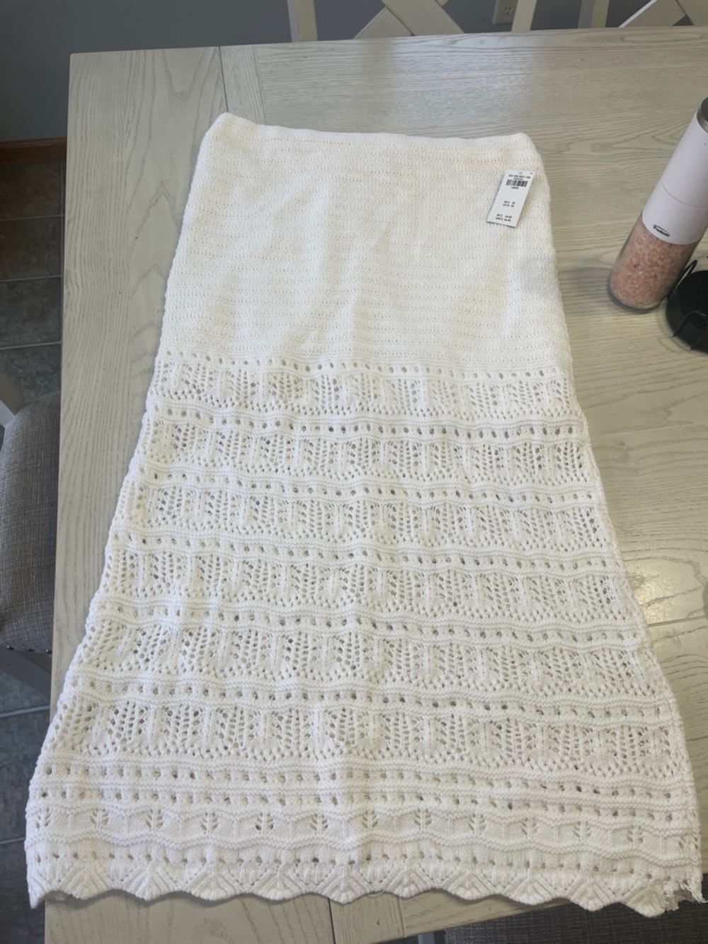 Hollister White Crochet Knit Maxi Skirt or swimwear cover up NWT